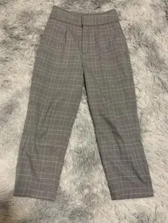 ハイウエストチェックテーパードパンツ