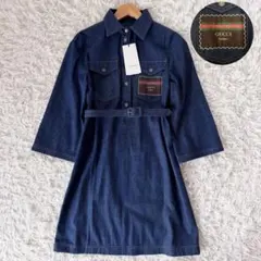 新品タグ付　Lサイズ　グッチ　デニム　ワンピース　ホースビット　シェリーラインのサムネイル