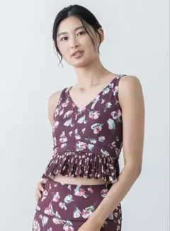 【新品タグ付き】SUKALAローズプリントブラトップ M