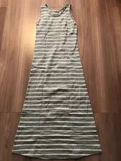 マキシワンピース ロングワンピース ボーダー グレー 白