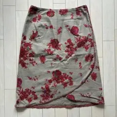 OZOKラップスカート ベージュ 花柄 38サイズ 美品