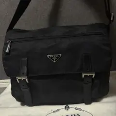 PRADA プラダ メッセンジャーバッグ ナイロン レザー 三角ロゴ ブラック
