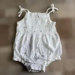 【美品】GAP 白×ゴールド　キャミソールロンパース90cm