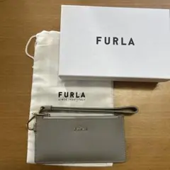 FURLA グレー レザー リスレット お財布カードケース