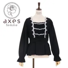 axes femme ウエストリボンカットソー　トップス　フリル　ガーリー　黒