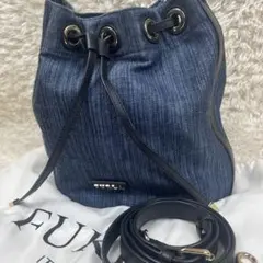 フルラ　FURLA ショルダーバッグ　デニム　巾着　クロスボディ　インディゴ