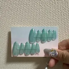 ミントグリーン グリッター ネイルチップ 10個セット