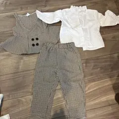 SHEINチェック柄ベストシャツとパンツセット 12-18ヶ月