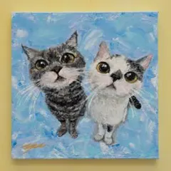 猫 絵画 2匹の猫 メインクーン BAEZ3 - メルカリ