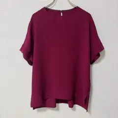 INDIVI インディヴィ 半袖ブラウス ボルドー　ギャザーのサムネイル