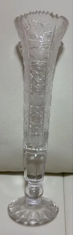 昭和レトロ！　クリスタルガラス　カットガラス 花瓶 フラワーベース　一輪挿し