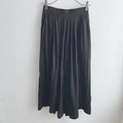 SLOBE IENA ワイドパンツ 黒 コットン混 ウエストゴム