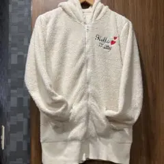 Hello Kitty フリース ボア ジップアップパーカー アイボリー LL