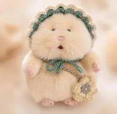 【受注生産】はむにぎり　ボンネット＋お花バッグ　ダスティグリーン