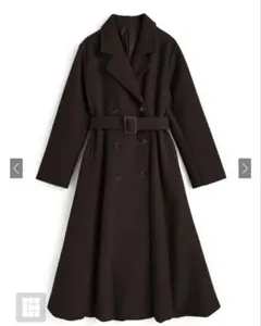 ベルト付きフェイクウールフレアロングコート[ze936] grl
