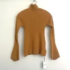 GRL ハイネックベルスリーブリブニットトップス k9064b オレンジ