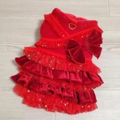 ®*️様 Mサイズ/レッド◆【新品未使用】残り1枚 犬服 ワンピース 裏起毛 テ