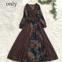 only 花柄総柄　シアー　フレア　マキシ丈ワンピース　aライン