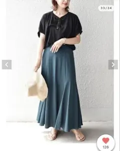 【美品】シップス　<手洗い可能>リネンミックス切り替えフレアスカートのサムネイル