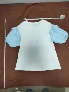 GU バルーンスリーブ Tシャツ 150cm ホワイト/ブルー