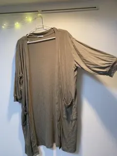 COLZAオリーブロングカーディガン ポケット付き