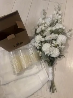 ウェルカムスペース　結婚式　造花ブーケ　キャンドル