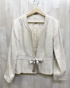 Aylesbury アリスバーリー ノーカラーツイードジャケット リボン2way