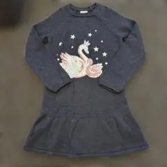 LC WaIKIKI140〜145センチ　ネイビー長袖ニットワンピース