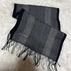 アルパカ製 薄手マフラー ブラック メンズ