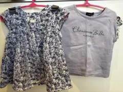 BeBe ２枚セット　 花柄カットソー 100