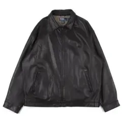 90s Ralph Lauren Leather Jacket XXL 黒