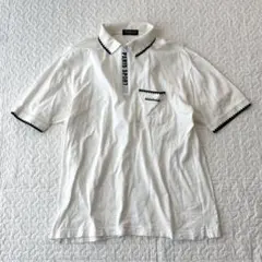 パリスコレクション ポロシャツ 半袖 L 白 ストライプ メンズ
