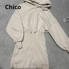 Chico フード付きミニワンピース アイボリー