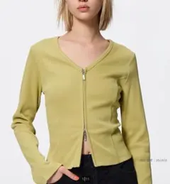 ☆新品&未使用&タグ付き「ジーユー」リブダブルジップ　Vネックカーディガン☆