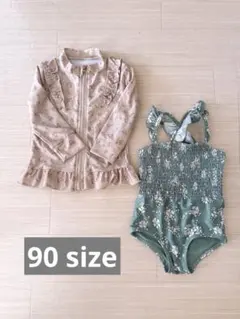 美品　水着　小花柄水着　ラッシュガード　キッズ水着　h&m 西松屋　95 90