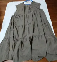 ブラウン コットン ノースリーブ ワンピース