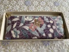 【未使用】和花柄メガネケース 紫色