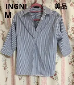 INGNI（イング）のVネック ストライプスキッパーシャツ ブラウス M