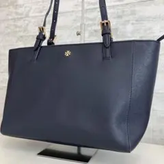 極美品 トリーバーチ トートバッグ サフィアーノレザー ネイビー 肩掛け