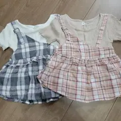 チェック柄サロペット風トップス 95cm 双子
