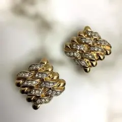 【美品】NINA RICCI ニナリッチ イヤリング ゴールドカラー ジルコニア