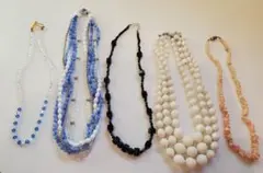 ビーズ 赤珊瑚 ネックレス 5本セット