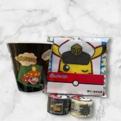 3COINS ポケットモンスター　マスキングテープ　コップ　タオルハンカチ　4点