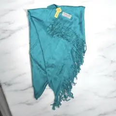 Pashmina 100% 大判ストール　ターコイズ　ブルー