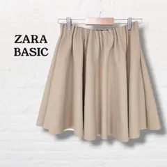 ZARA BASIC☆フレアスカート ベージュ 膝丈 ウエストゴム【M】のサムネイル