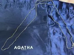 AGATHA ブラックストーン シルバーロングネックレス