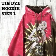 アメリカ古着　タイダイ染めオーバーサイズバックプリントスエットパーカー　サイズL