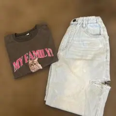 ダメージデニム　Tシャツ　セットのサムネイル