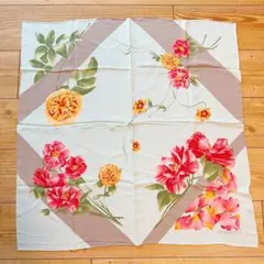 【美品】　NINA RICCI フラワープリント スカーフ　ブルー