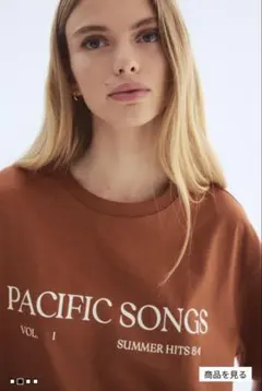 【H&M[エイチアンドエム]】オーバーサイズ Tシャツ ブラウン 茶 M